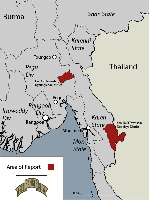 Map showing area of report