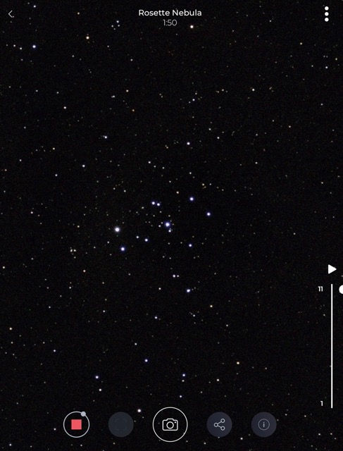 Imaging tab in Stellinapp with colored dots for targets, Stellina app tutorial for Astrophotography