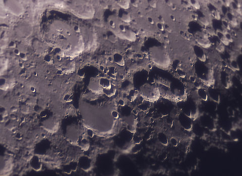 Moon craters with small refractor telescope