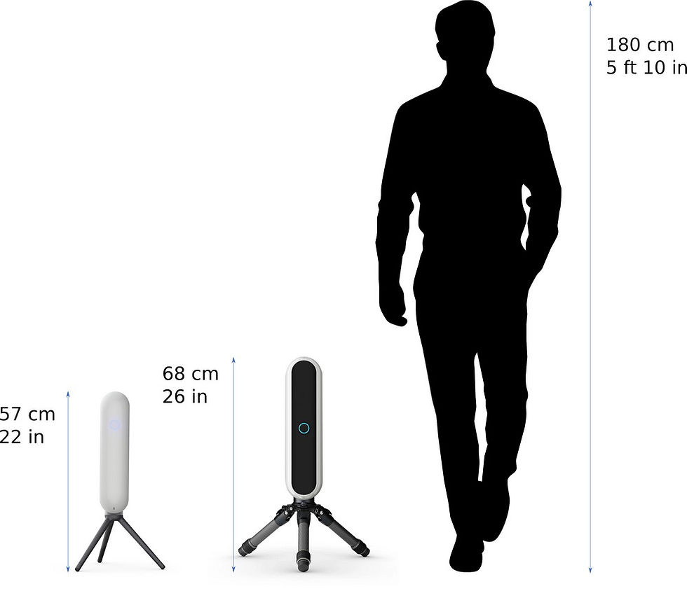 Vespera Dimensions with tripod attached