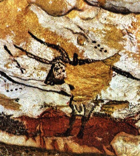 Painting of Taurus and the Pleiades from the Lascaux Caves in France. Astronomy, Orion and the seven sisters.
