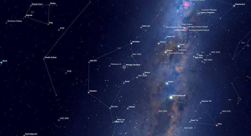 deep sky astrophotography targets near the Omega Centauri cluster
