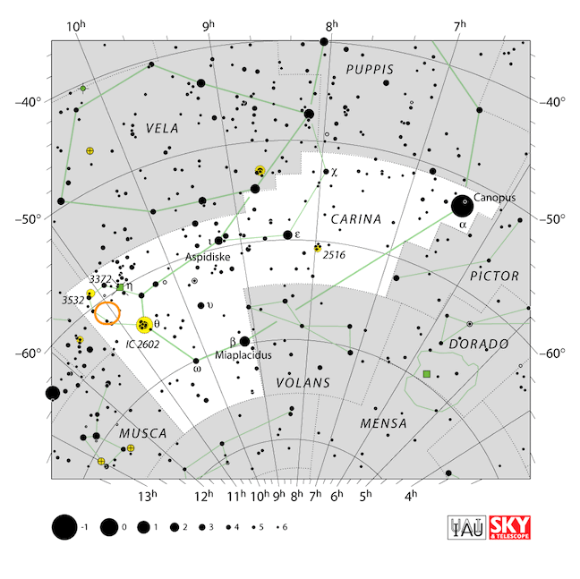 Constellation map to find the Statue of Liberty Nebula in the sky