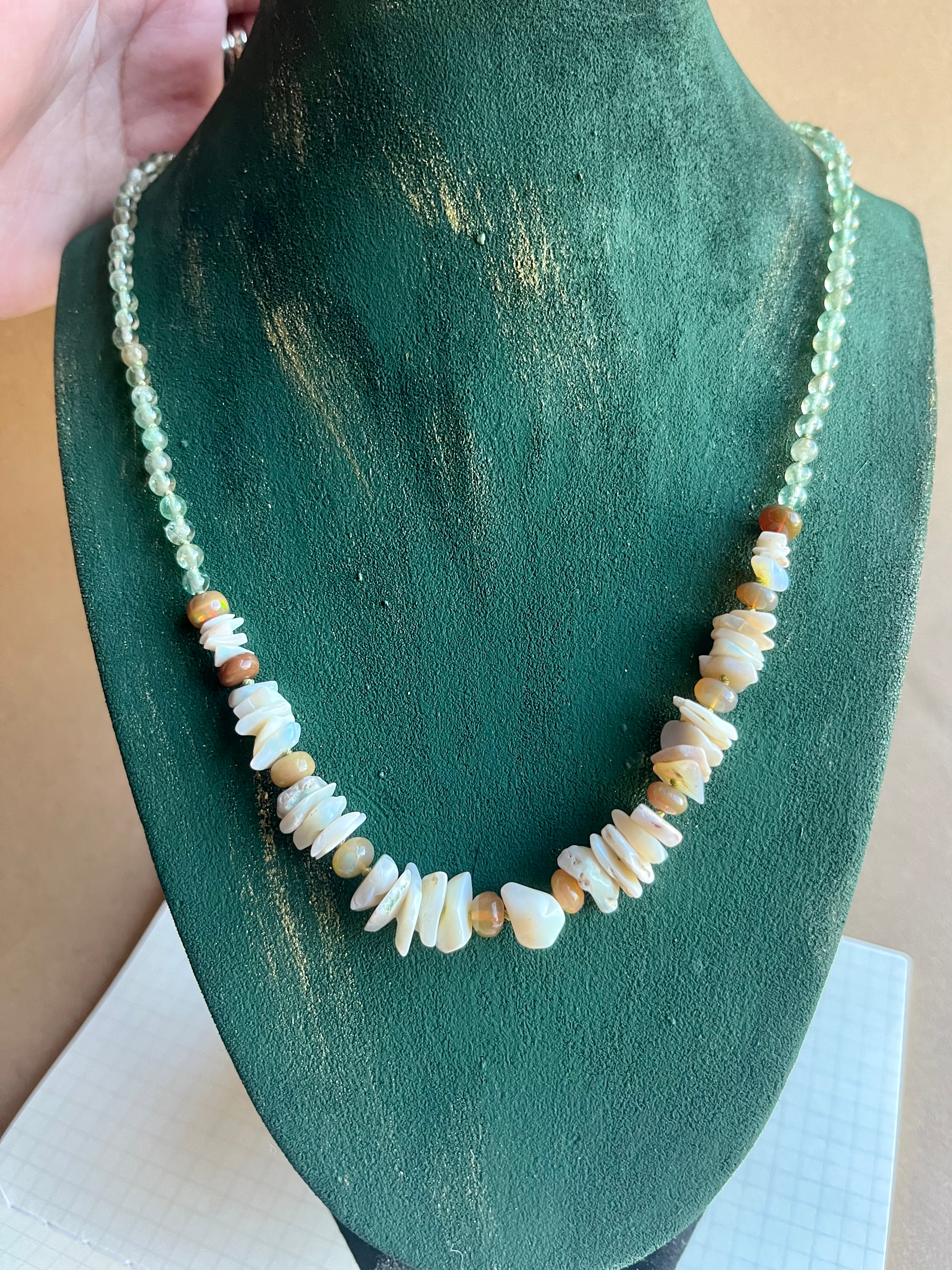 Green Tourmaline and Opal Necklace 06