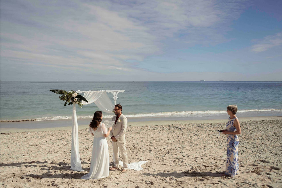 Couple sharing their vows during their ceremony.