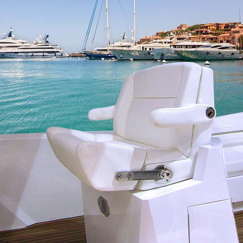 White Besenzoni helm seat installed on yacht