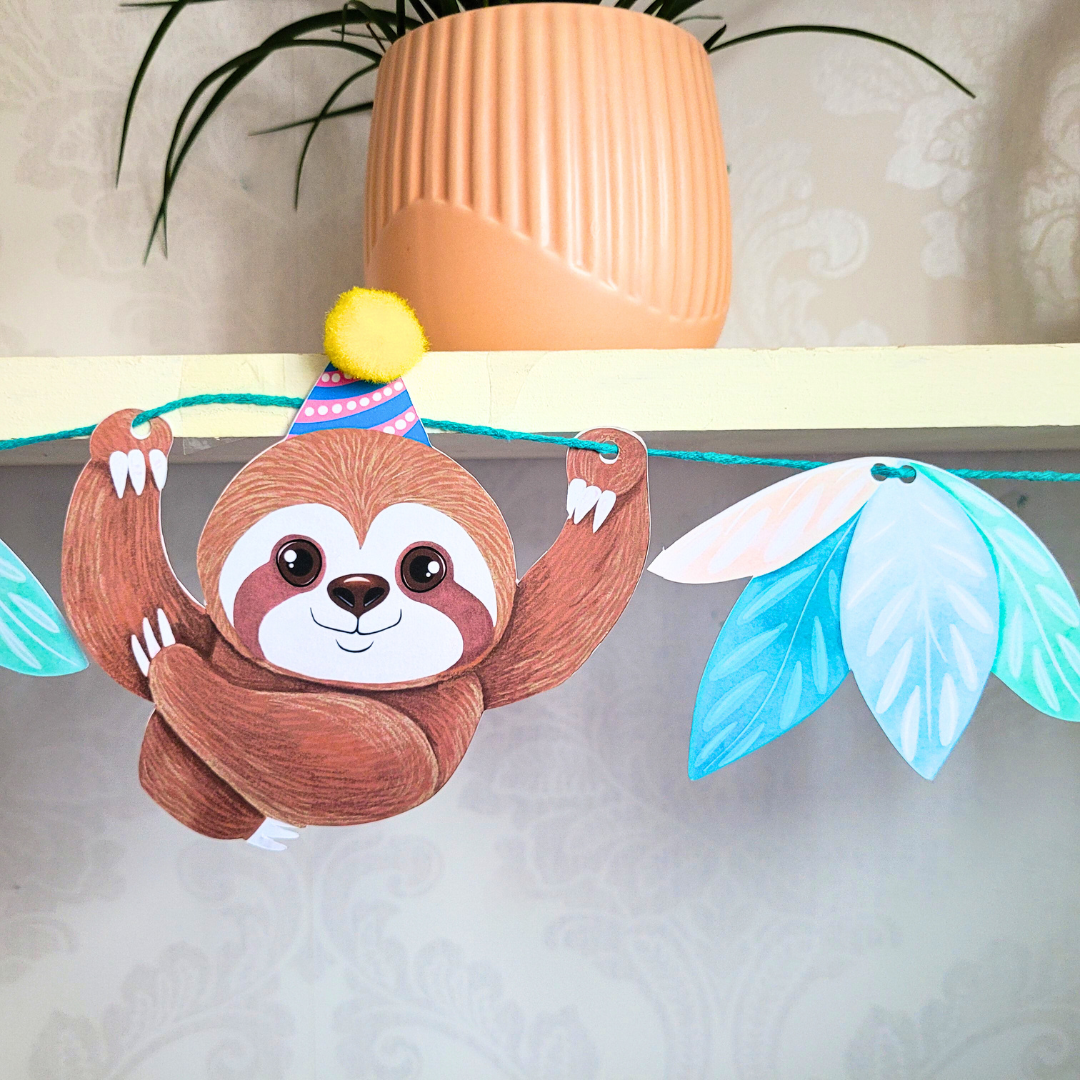 cute sloth banner for kids party