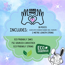 Christmas rabbit garland with sleigh and festive snowflake details