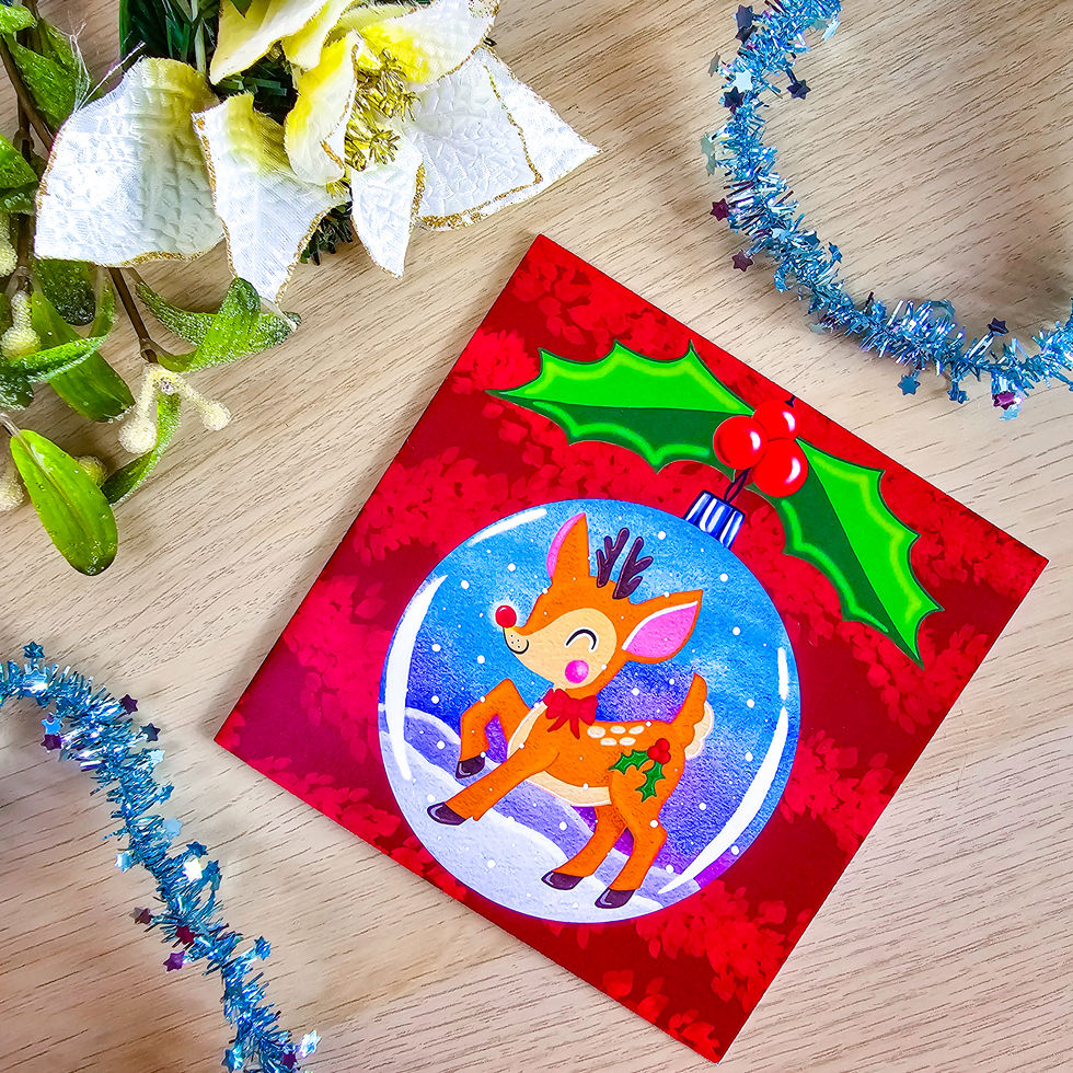 Cute reindeer holiday card eco printed with envelope