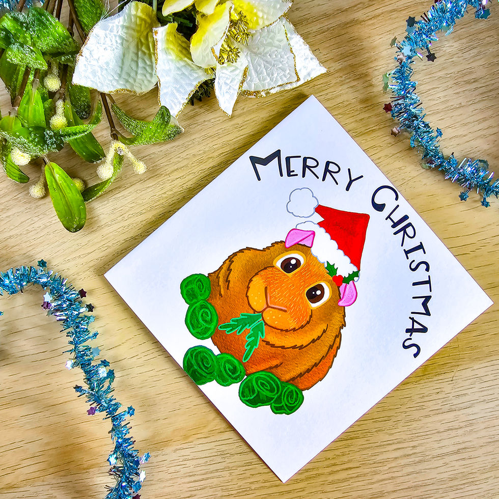 Cute guinea pig festive card eco friendly paper