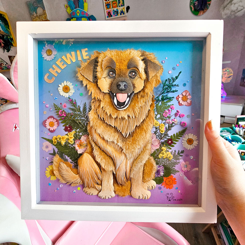 Medium 23 x 23 cm 3D dog pawtrait shown next to everyday objects for size reference