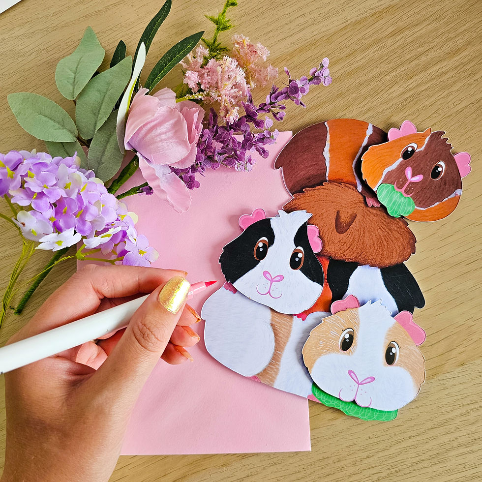 illustrated guinea pig greeting card for birthdays, thank you notes, or any special day