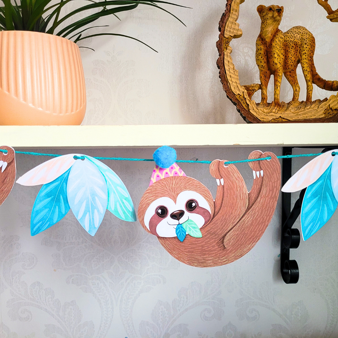 handmade sloth birthday decor