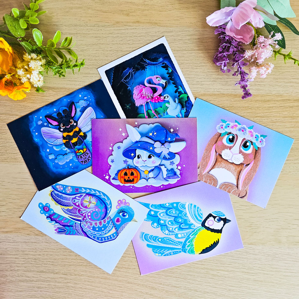 Bunny bee illustration postcard perfect autumn gift