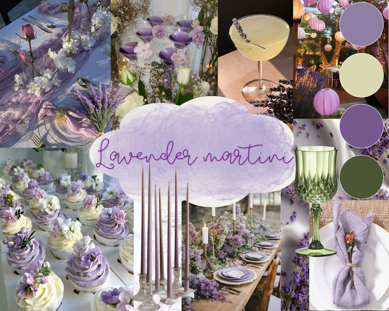 Moderne diner styling in lavendel en zilvertinten met glazen details en luxe tafeldecoratie.