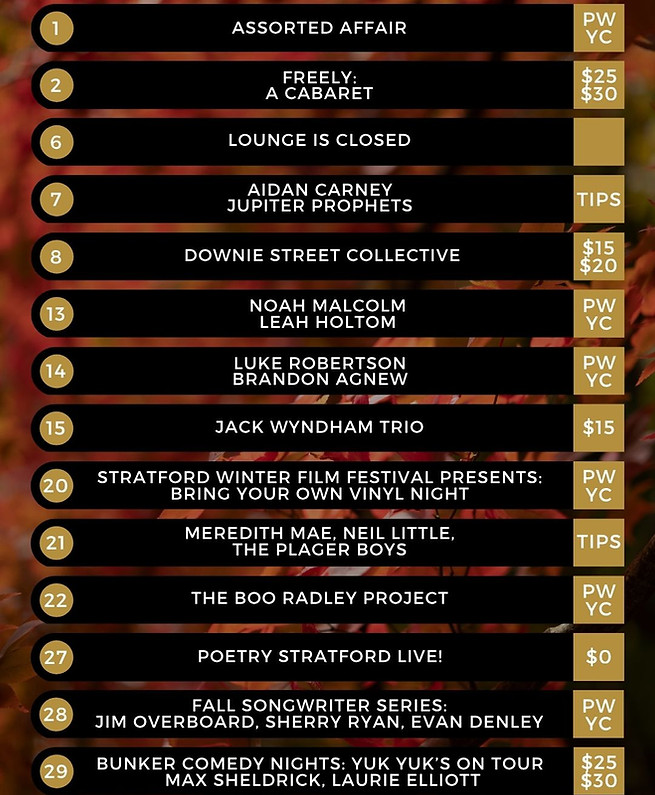 Music, Comedy, Cocktails, Stratford Ontario