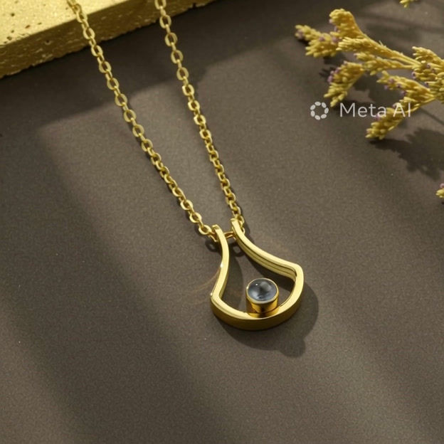 Miniature : Collier de projection photo goutte d’eau doré