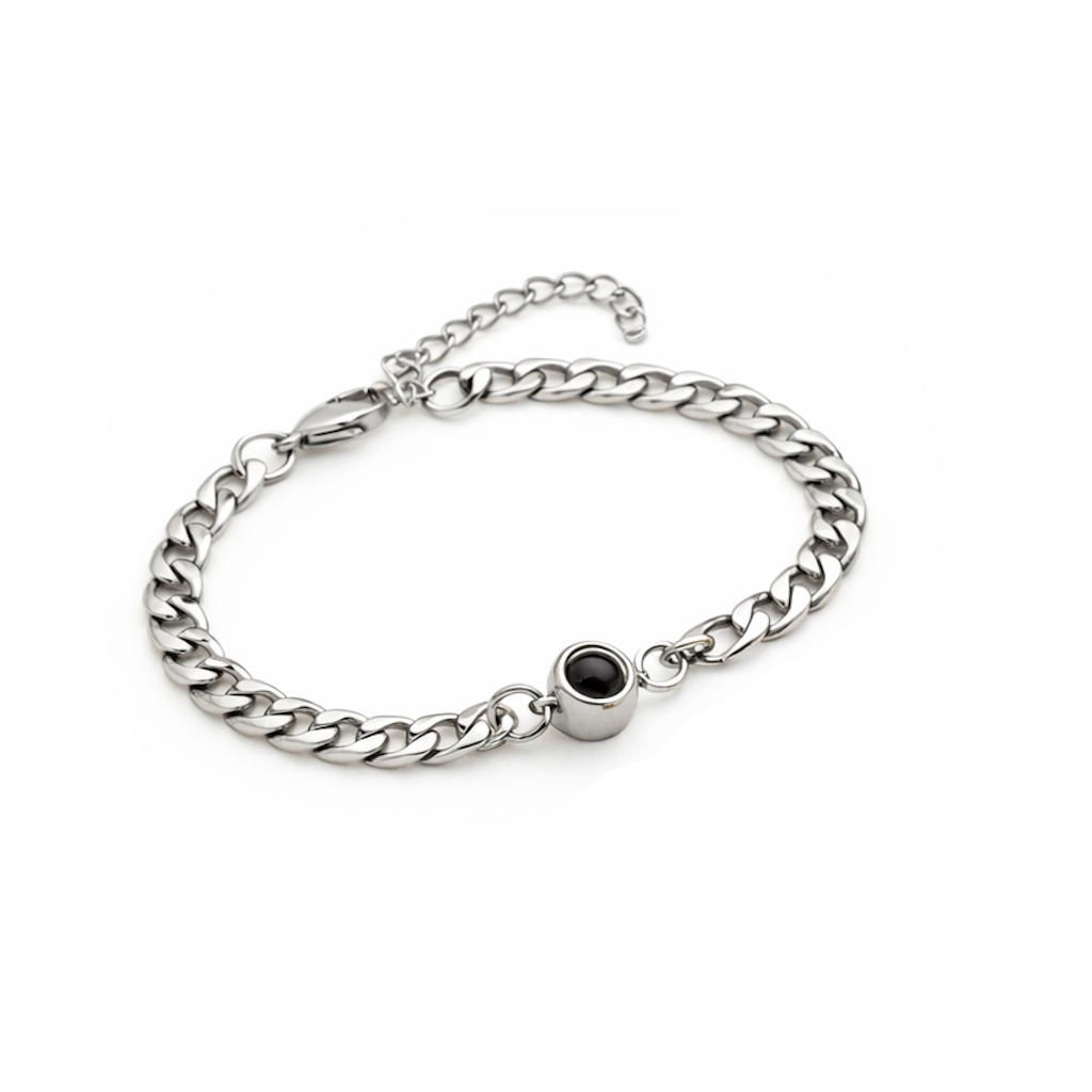 Bracelet boulle homme bijou de projection argenté