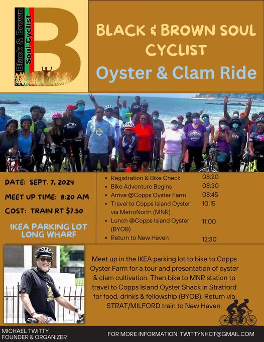 Sept 7th Oyster and Clam Ride with Mike Twitty, Black and Brown Soul Cyclist