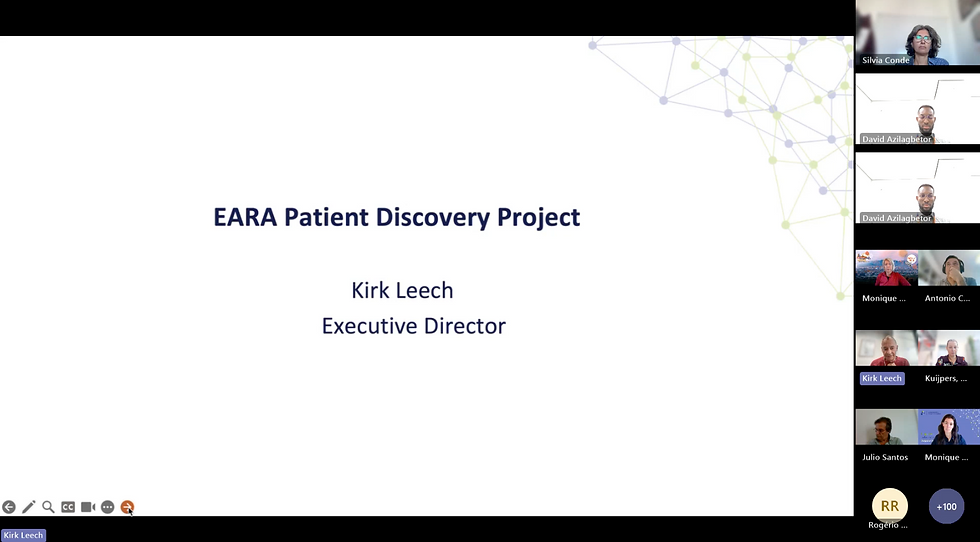 Kirk Leech, EARA Executive Director, presenting the Patient Discovery Project.