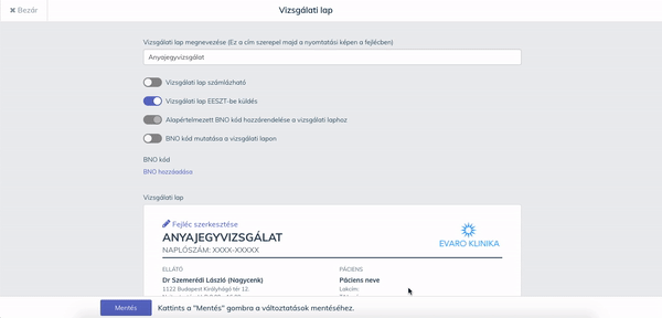 A vizsgálati lap szerkesztése csúszkák segítségével.