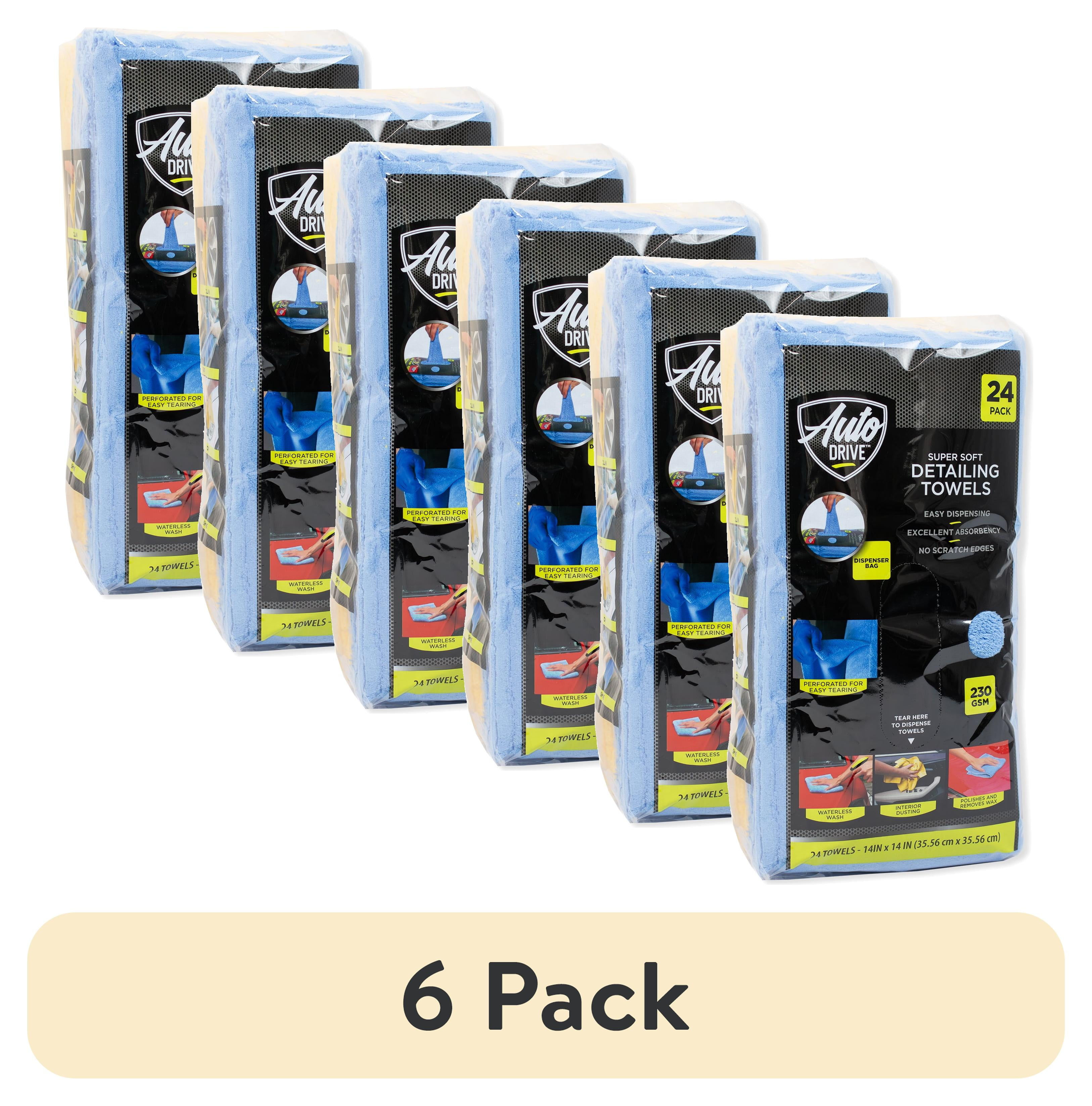 Auto Drive Coral Fleece Microfiber Cleaning Towels 24-Pack Blue Yellow