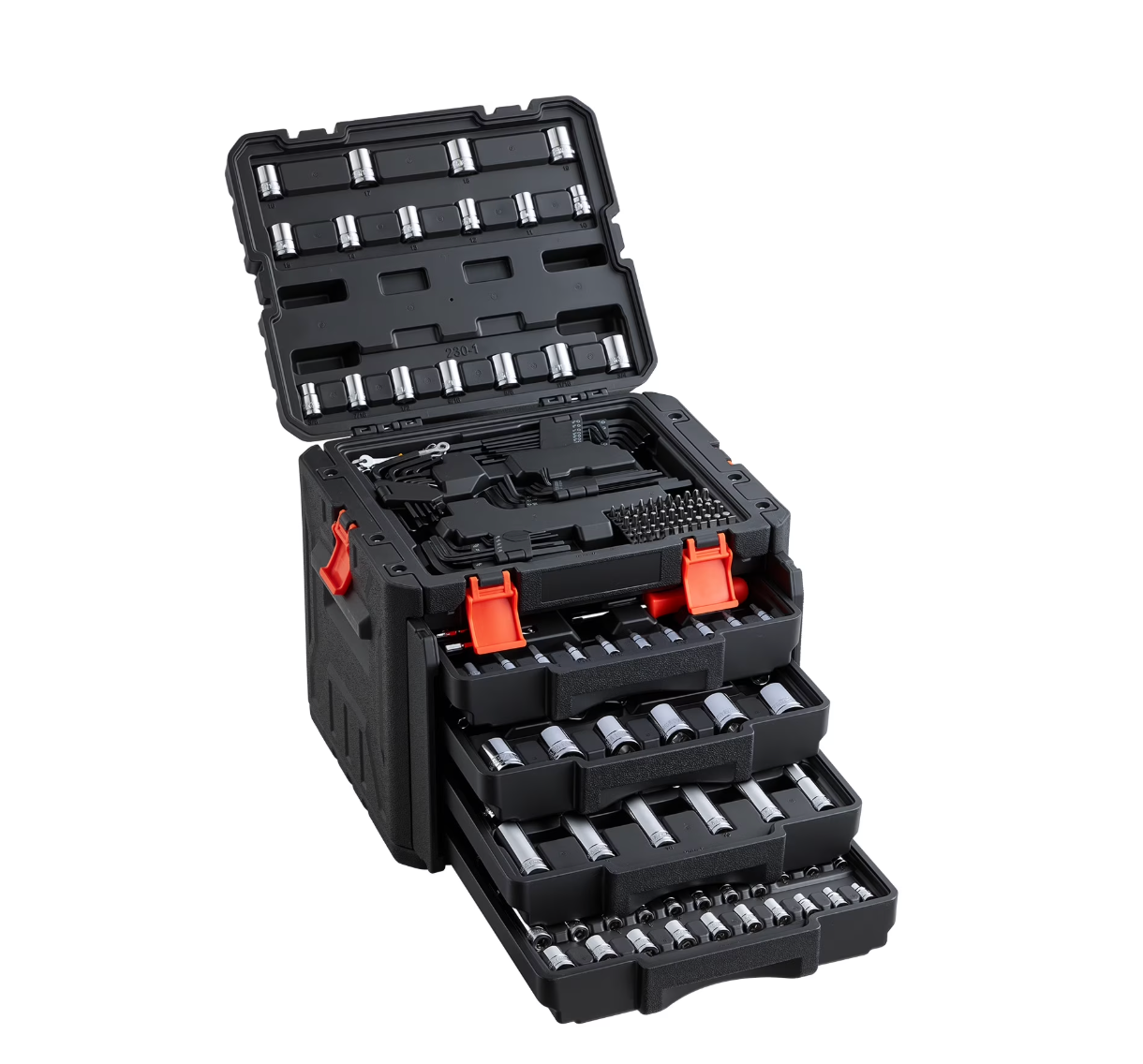 VEVOR Mechanics Tool Set, 230-Piece Mechanic Tool Kit, 1/4 in, 3/8 in, and 1/2