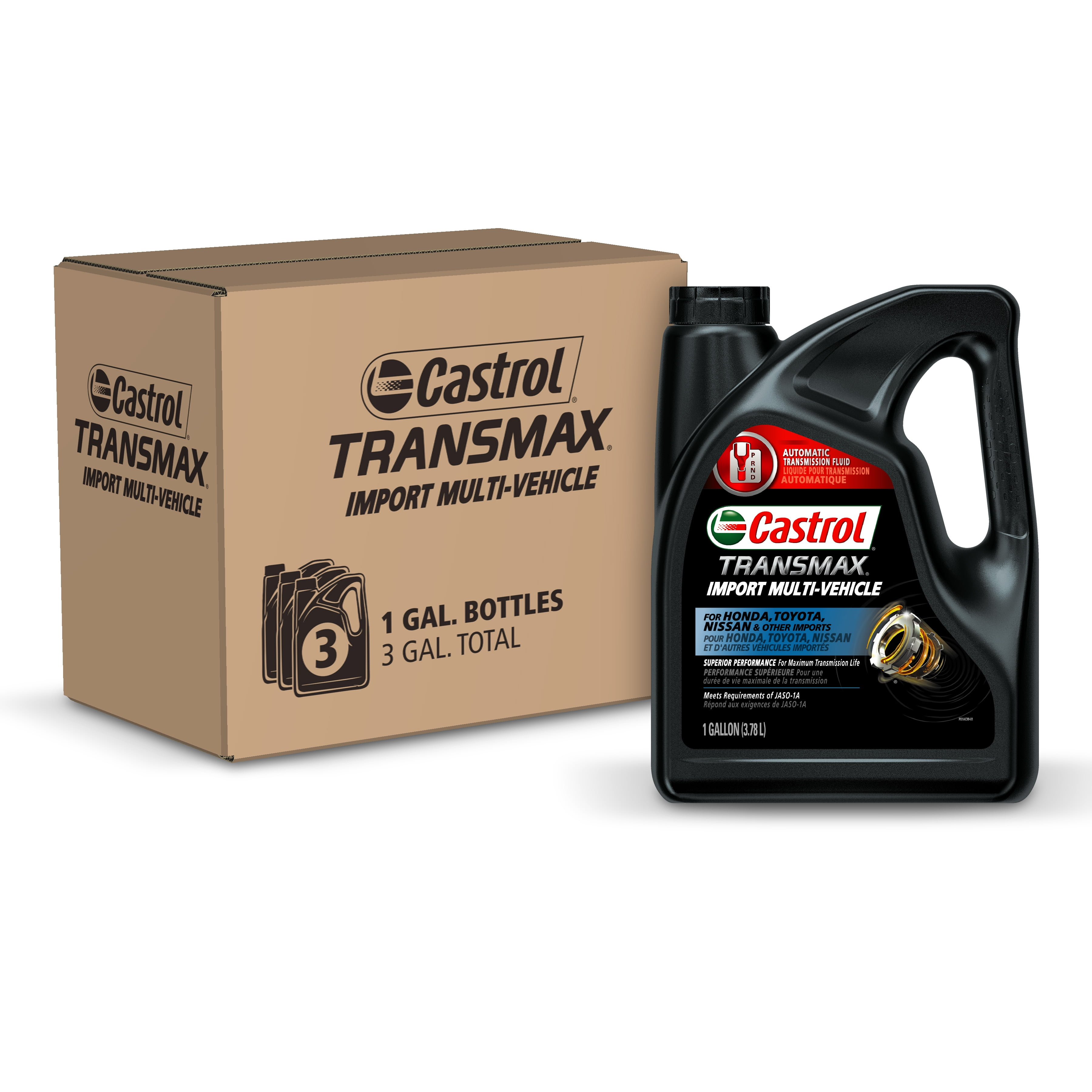 Castrol Transmax Import Multi-Vehicle Automatic Transmission Fluid, 1 Gal 3-Pac