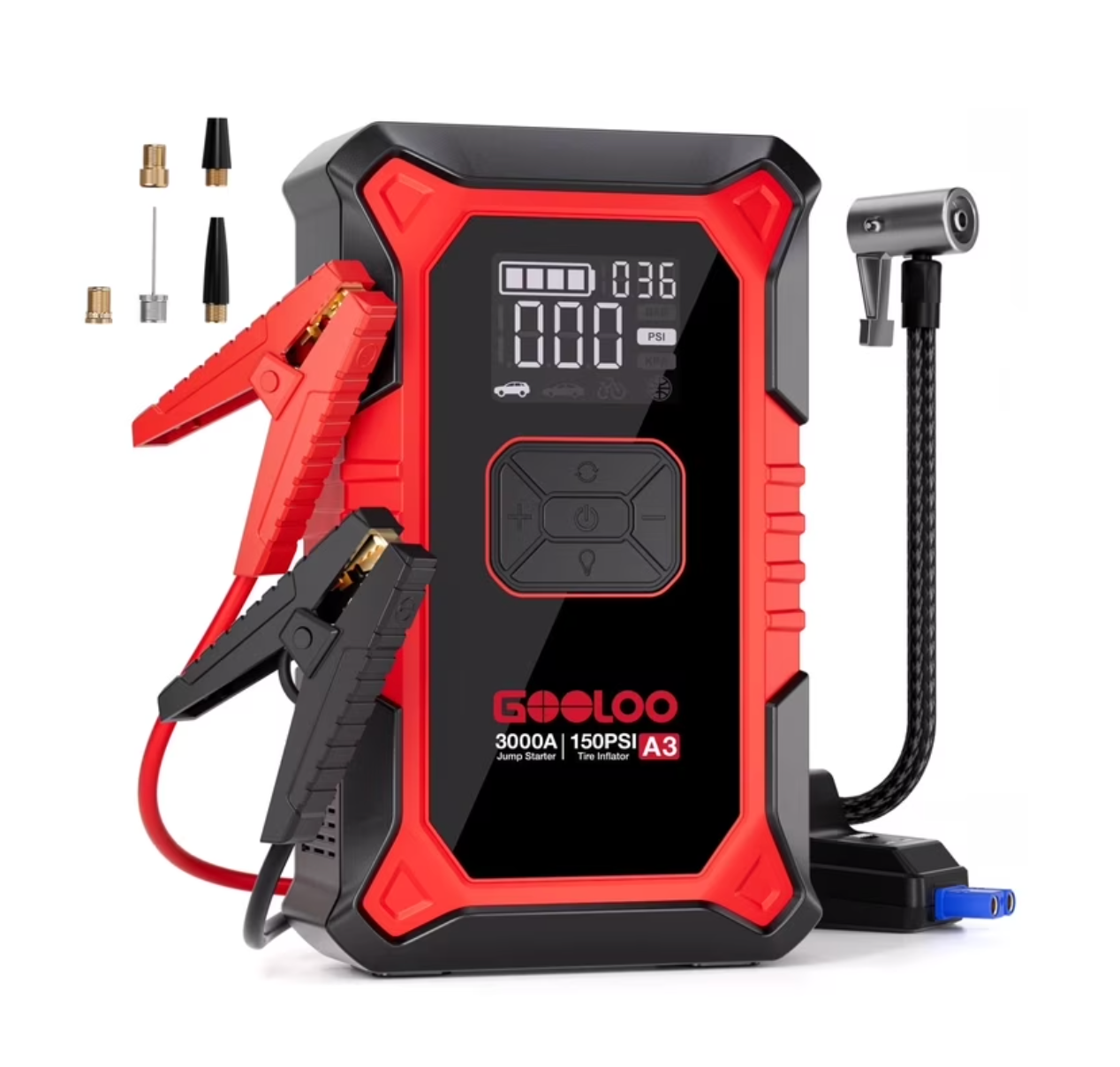 Jump Starter with Air Compressor, 3000A Portable Car Battery Jump Starter