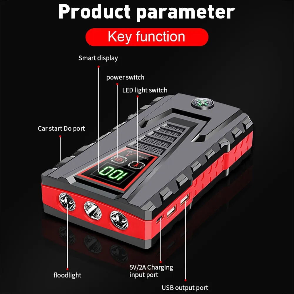 5000A Peak 99800mAh Portable Car Jump Starter with LED