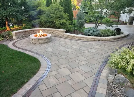 Brick paver patio sealed with natural look, water-based sealant with a matte-finish.