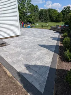 Brick paver patio sealed with natural look, water-based sealant with a matte-finish.