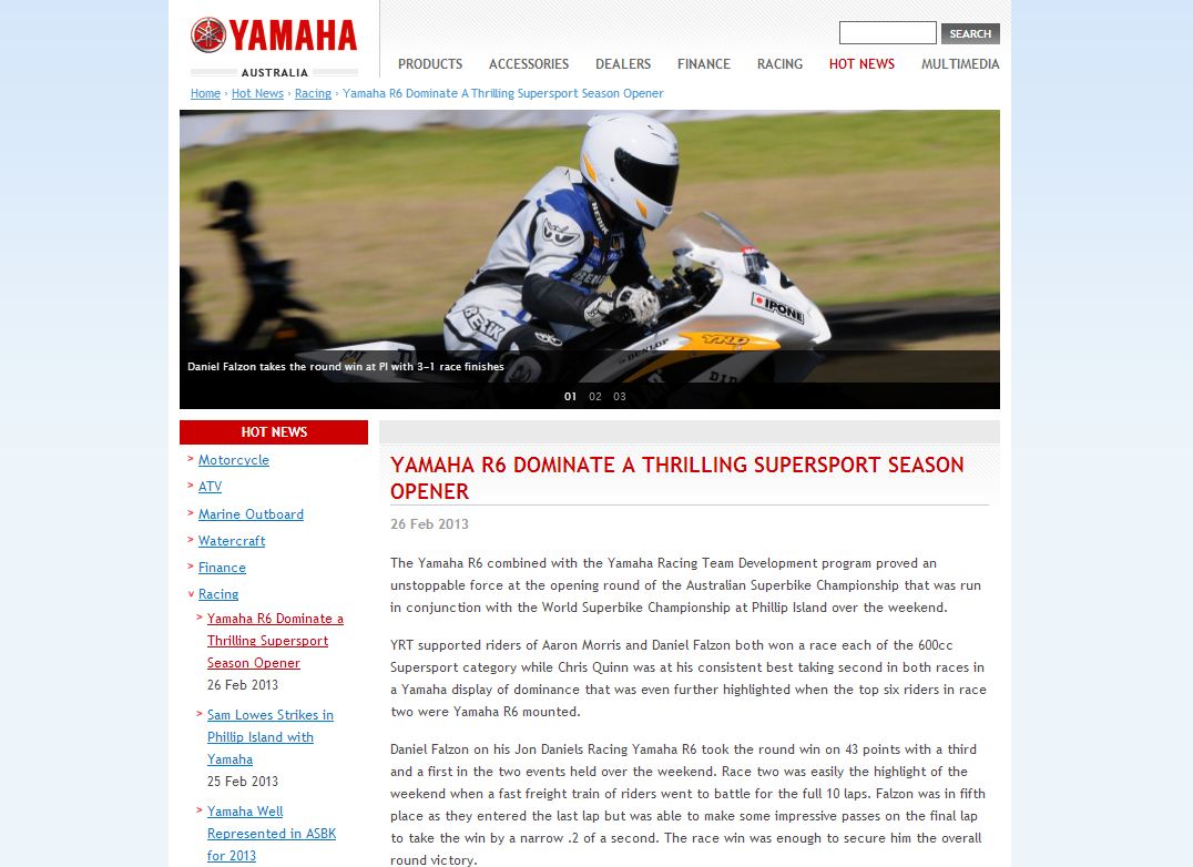 2013-02-26 Yamaha Australia Website