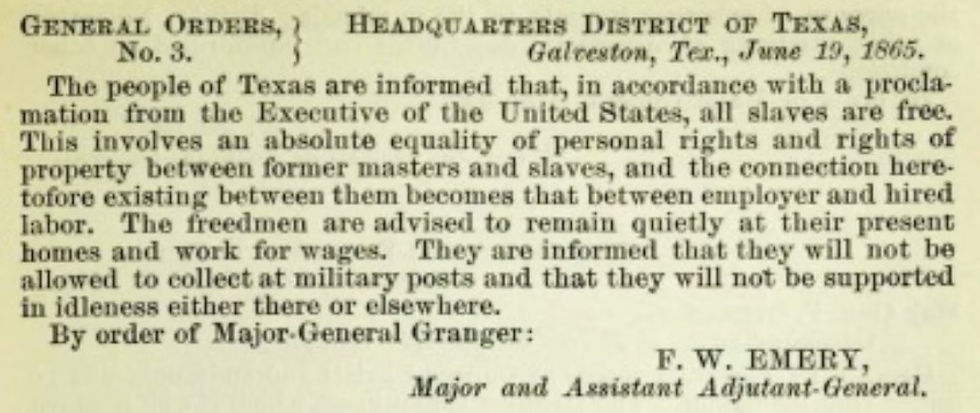 General Order No. 3, as published in German in the Neu Braunfelser Zeitung on June 30, 1865. – Submitted photo