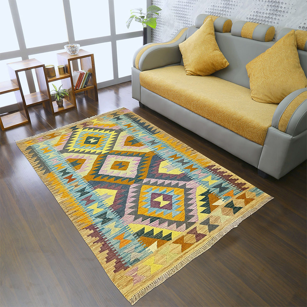 Thumbnail: Afghan old style handwoven kilim natural wool, 120cm x 180cm - 4ft x 6ft