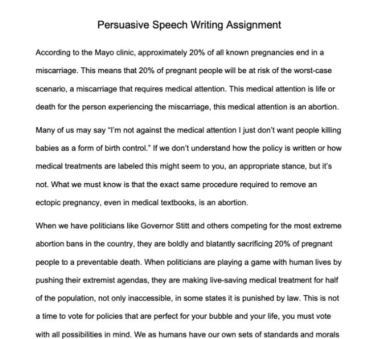 Persuasive Speech | Assignment