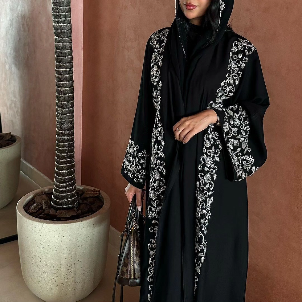 Thumbnail: Nikah Abaya in silver made in UAE
