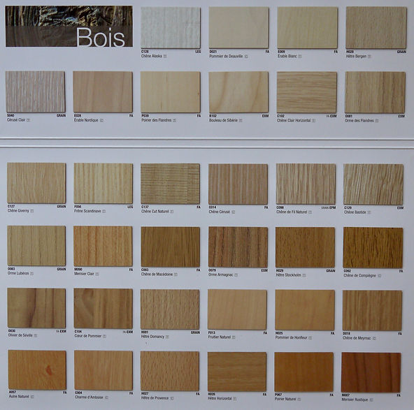 nuancier couleurs bois