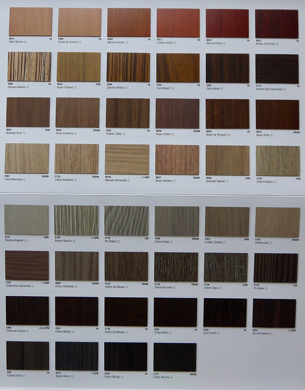 nuancier couleurs bois