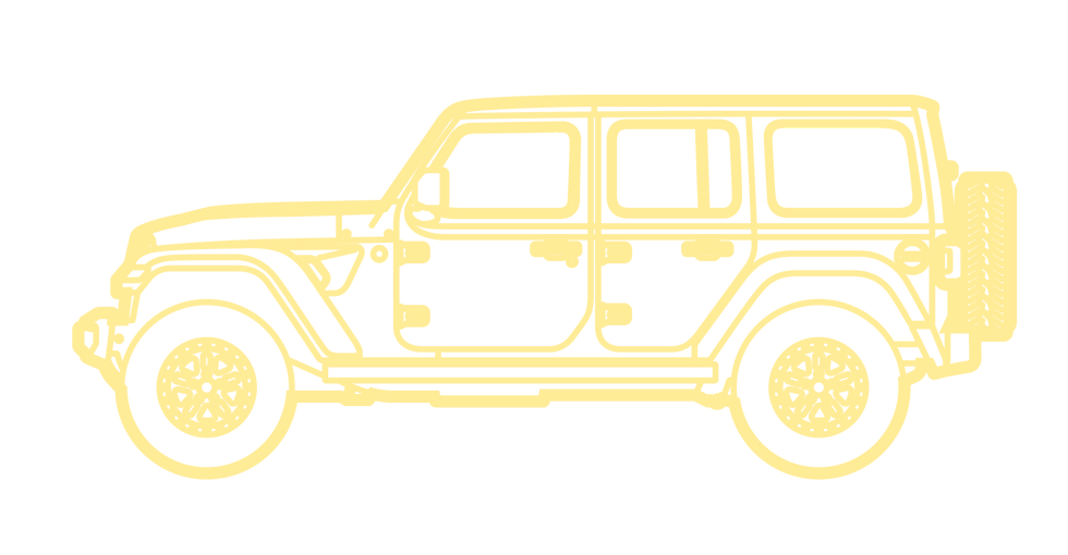 Yellow SUV silhouette on black background, ready for a car wash.