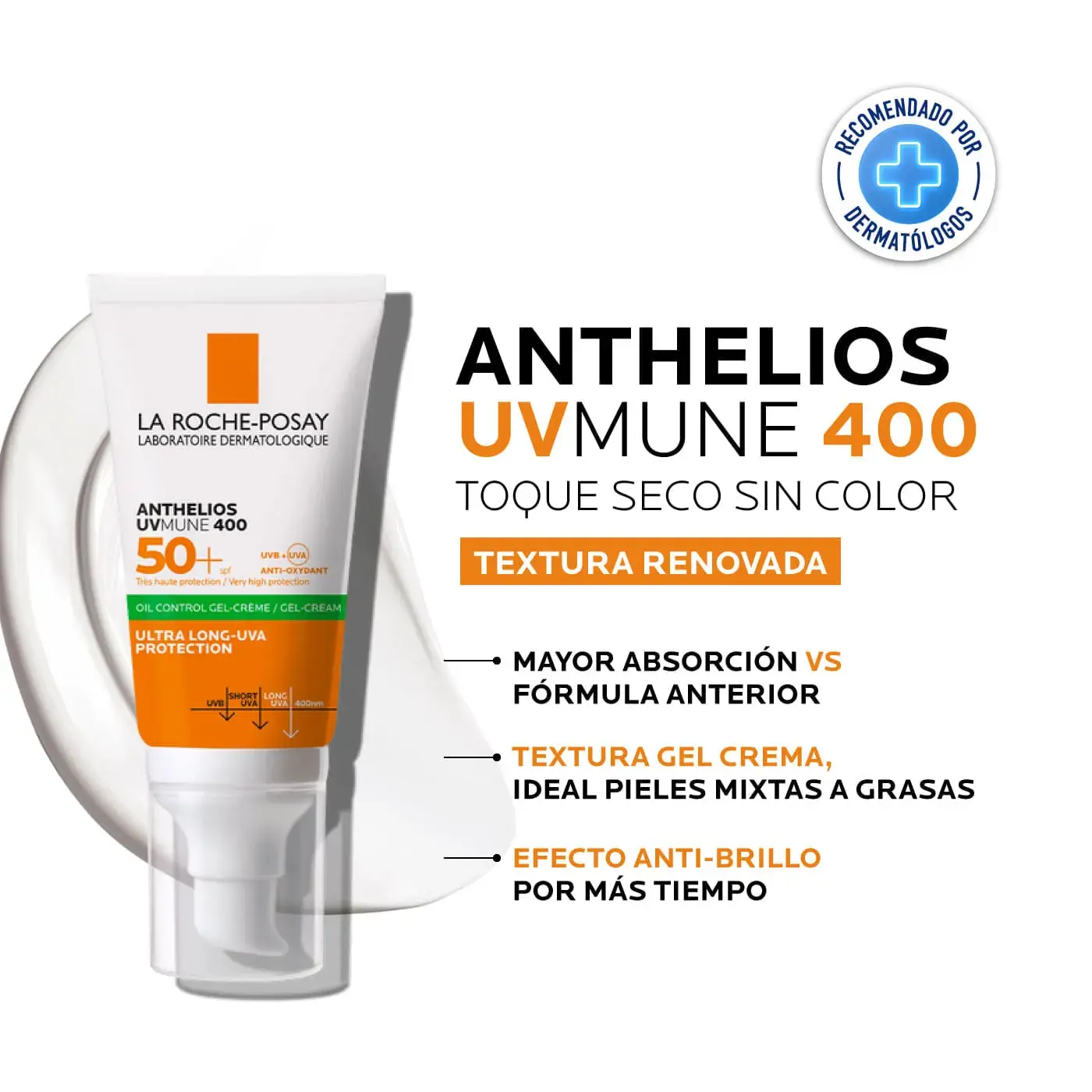 protector solar facial en gel-crema La Roche-Posay Anthelios UVMune 400