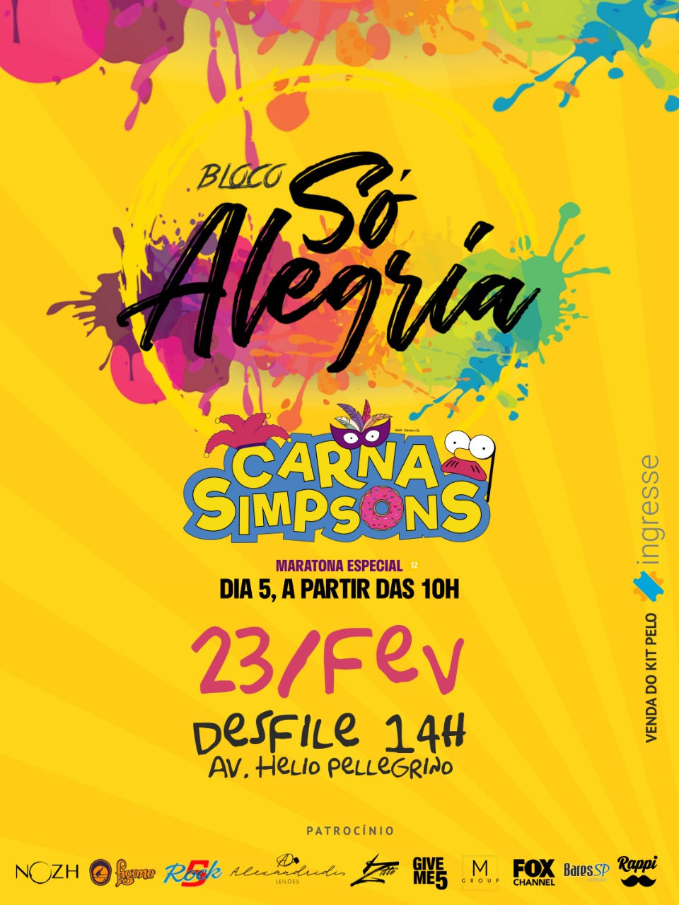 23/02 - Bloco Só Alegria & FOX Channel apresentam: Carna Simpsons