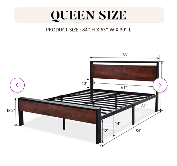 Minas Classical Metal Frame Platform Bed
