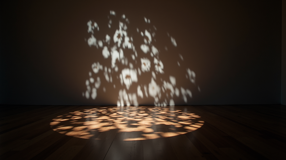 Wide angle view of gobo lighting projecting floral patterns