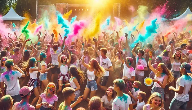 DALL·E 2025-03-06 22.04.26 - A vibrant and energetic color powder festival with people joy