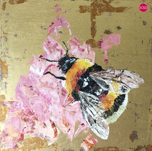 Gold leaf bee painting, gold leaf, bee painting, golden paints