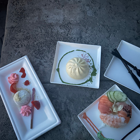 Waygu Bun , Sushi Donut, and Mochi from Epcot's Festival of the Arts