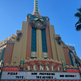 Sunset Blvd Christmas decorations at Disney's Hollywood Studios during Christmas