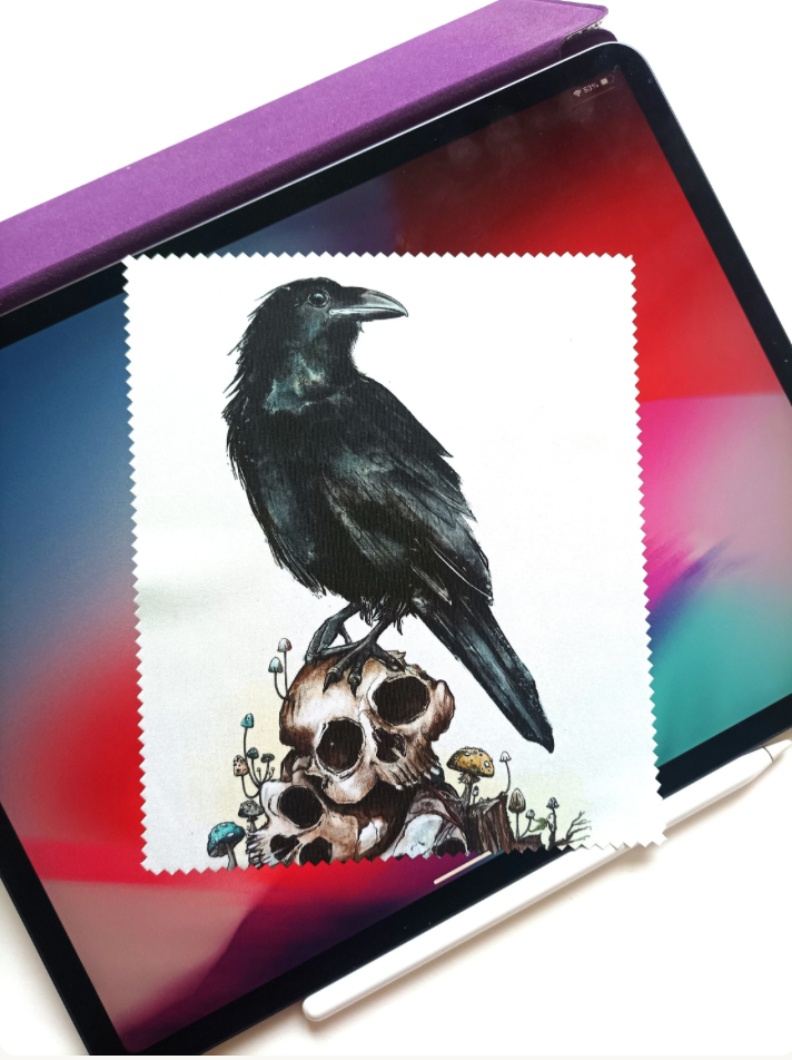 Raven & Skull Lens Cloth | Gothic Microfibre Glasses Cloth