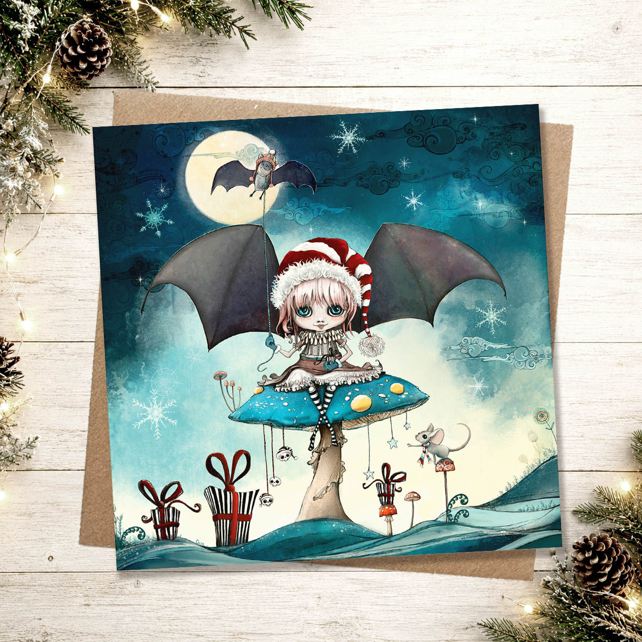 Little Goth Girl Christmas Card